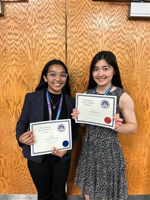 Picture of two students who won PJAS state science competition at Penn State